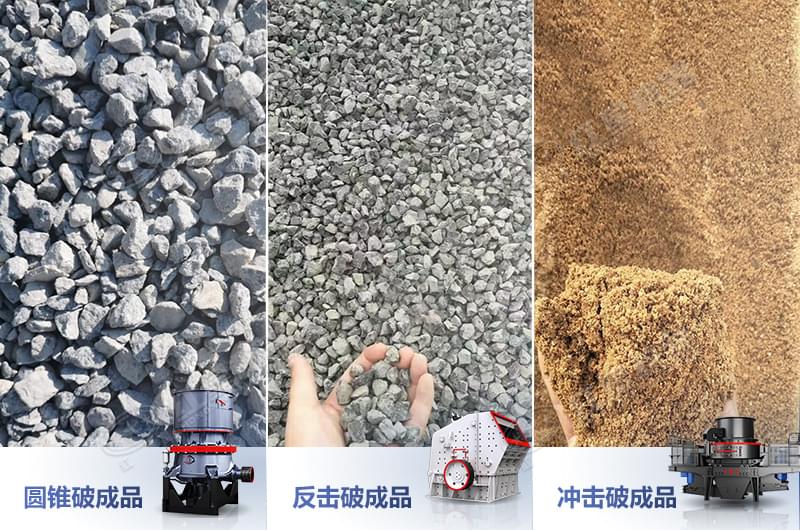 不同碎石機生產的產品