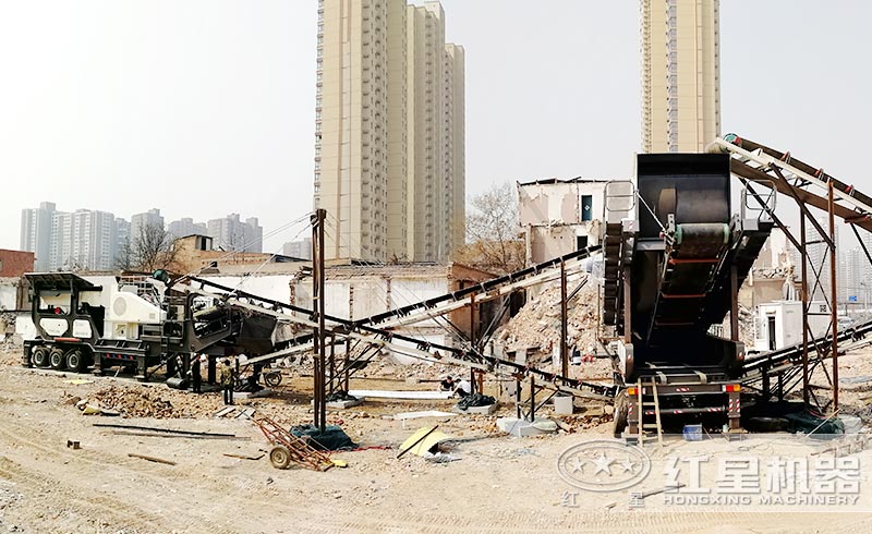 建筑垃圾破碎生產現場